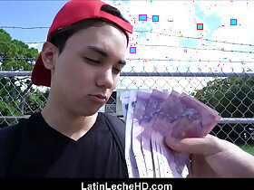 Non-professional Virgin Latino Dear boy Wide Red Baseball Cap Paid At hand Fuck Stranger He Met Vulnerable Streets POV